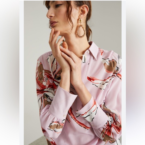 NWT MARELLA 
Lugano Floral-Print Recycled Twill Shirt - Picture 2 of 8